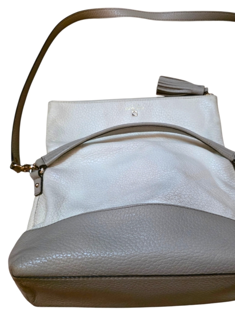 kate spade Two-Tone White & Light Gray Leather Crossbody Bag - Picture 10 of 15